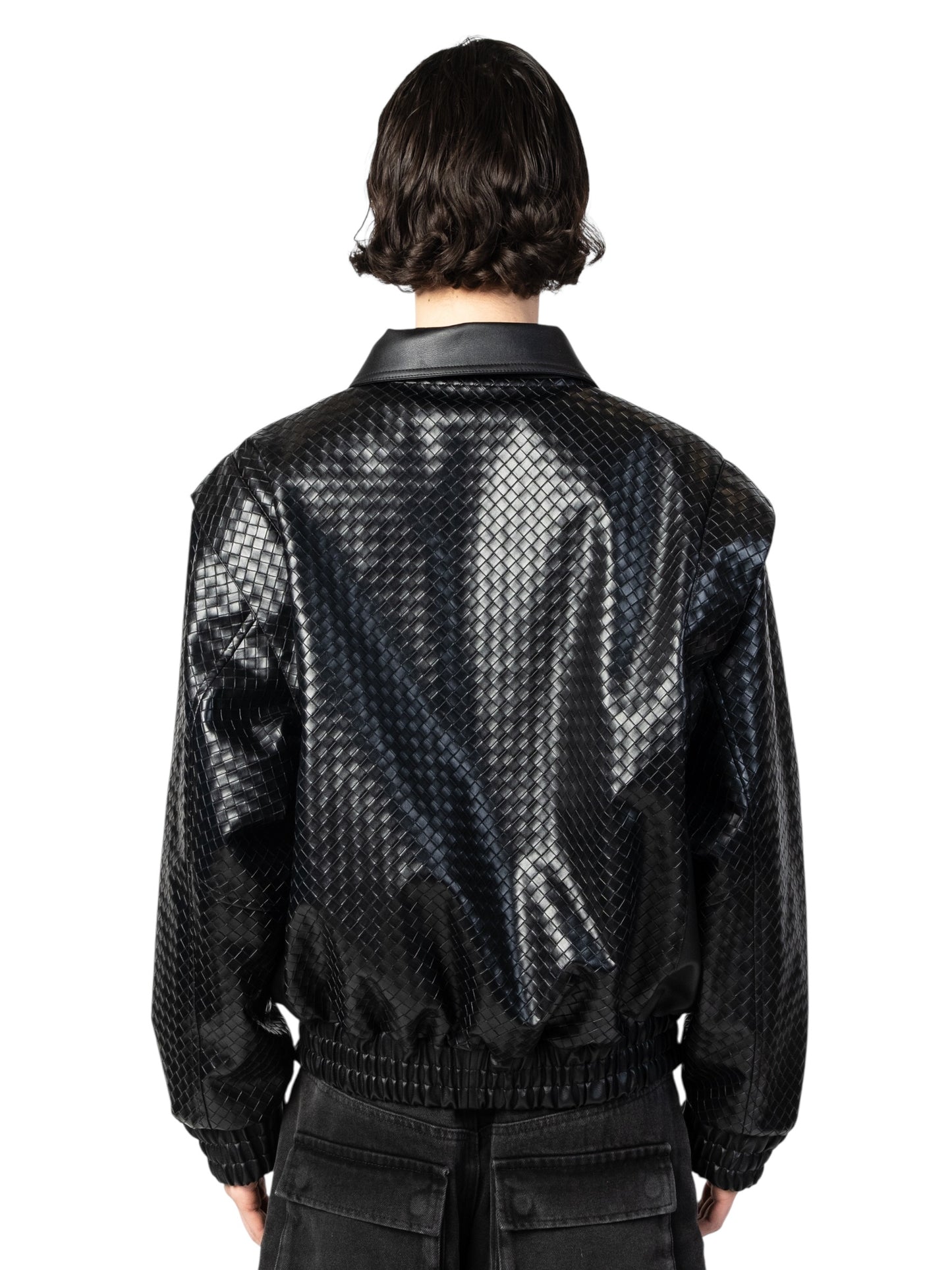 Graal Black Woven Leather jacket