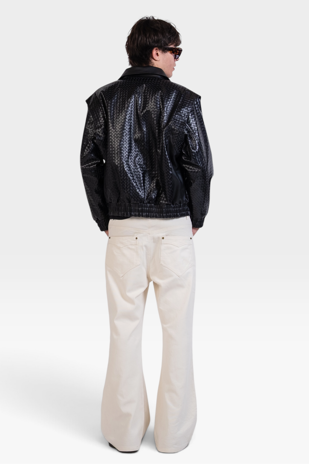 Graal Black Woven Leather jacket