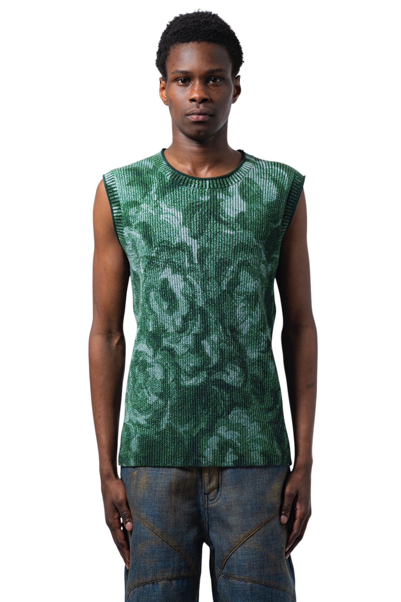 « Green Flowers » Sleeveless Knit Graal