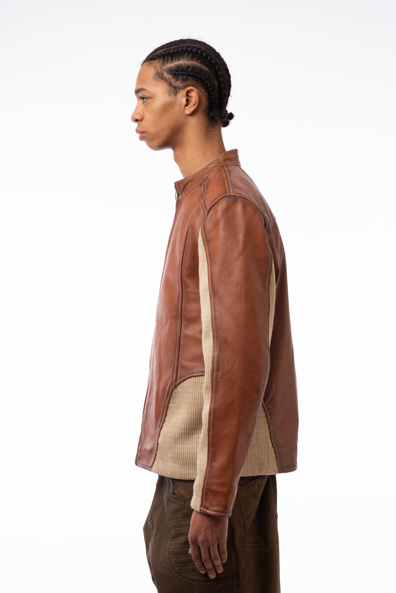 Graal Ribbed leather jacket