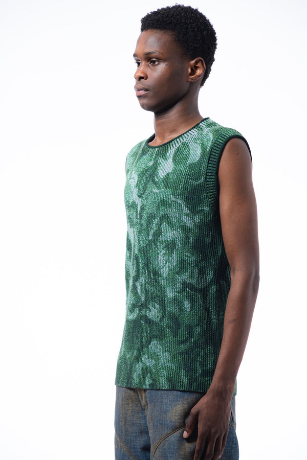 « Green Flowers » Sleeveless Knit Graal