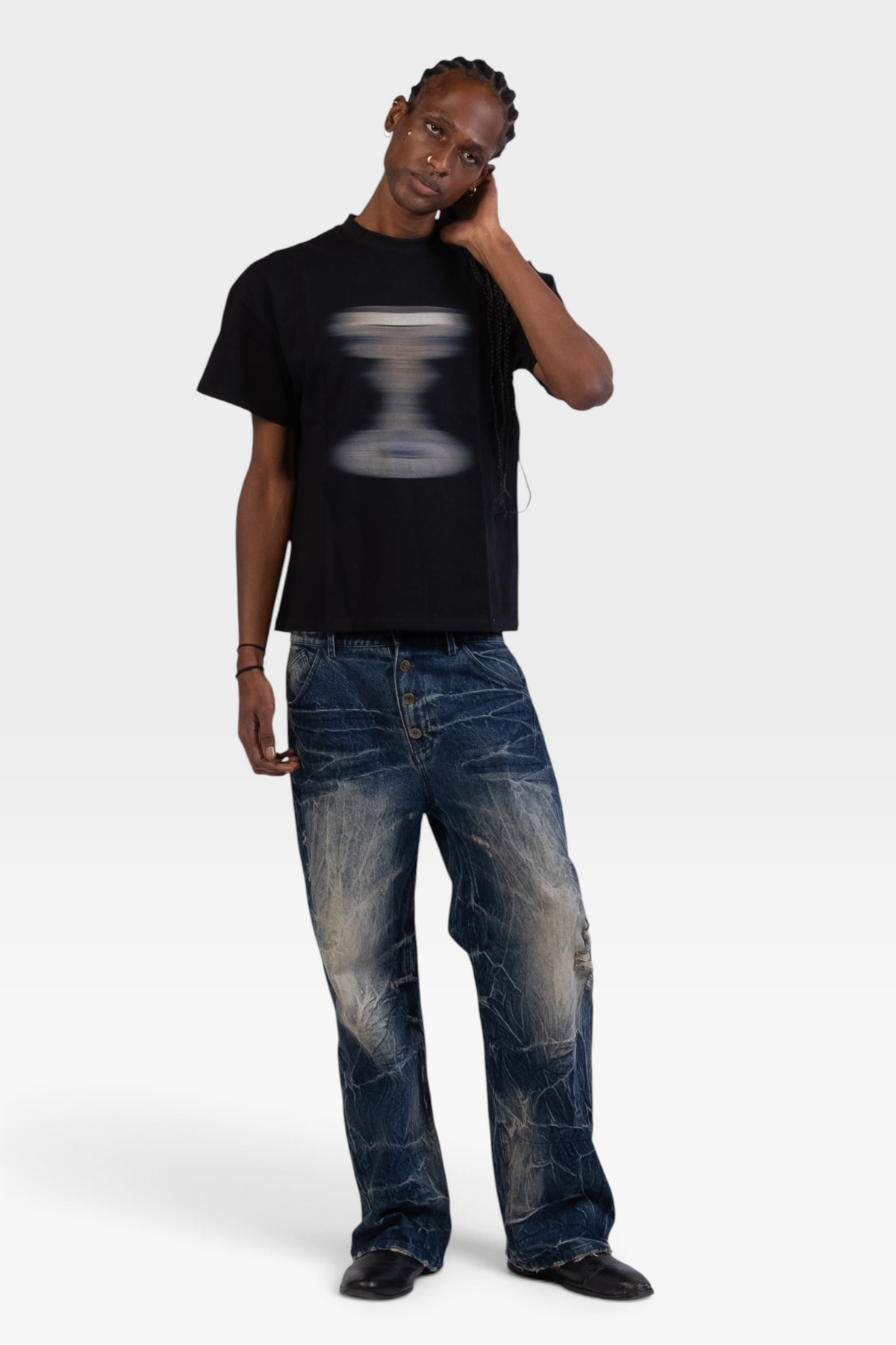 Graal Blue « Blurry » Black T-Shirt