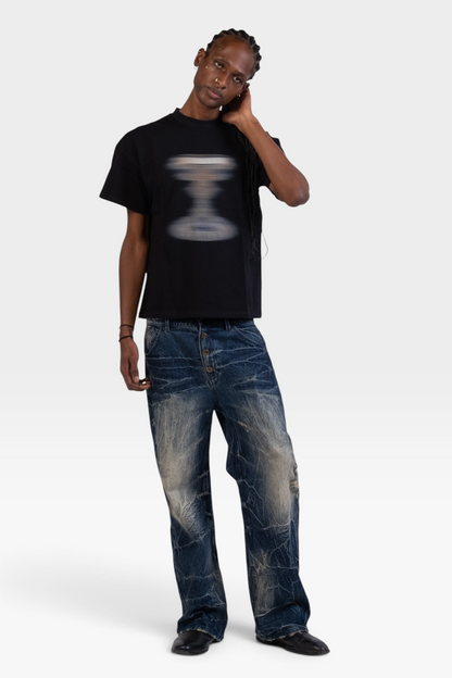 Graal Blue « Blurry » Black T-Shirt
