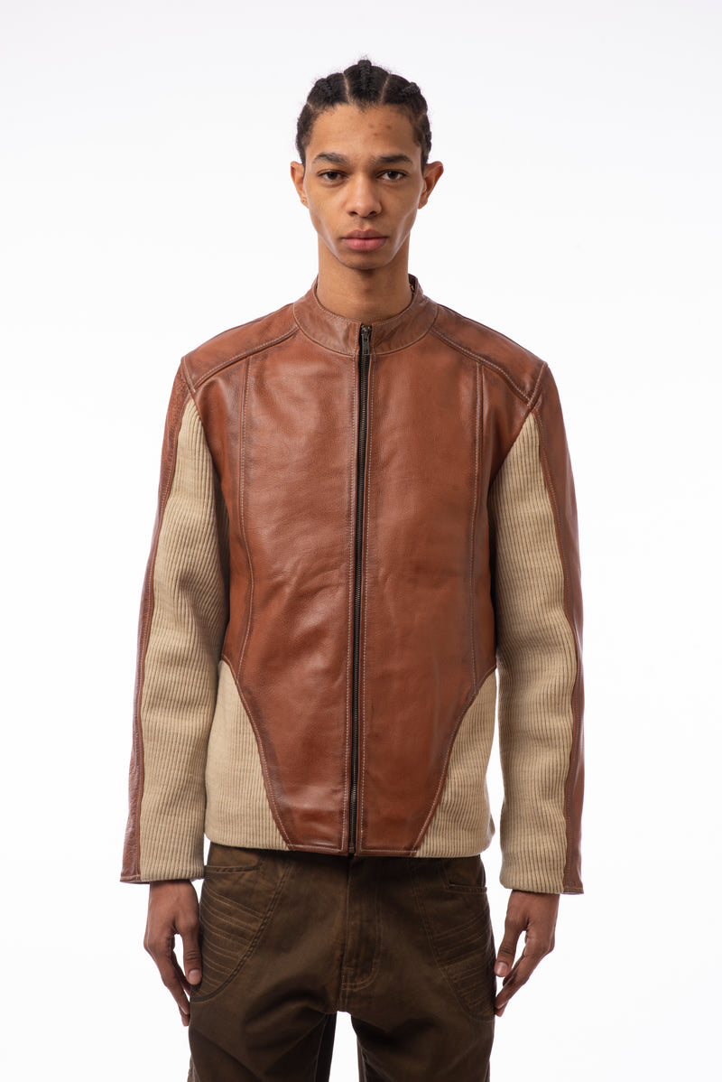 Graal Ribbed leather jacket