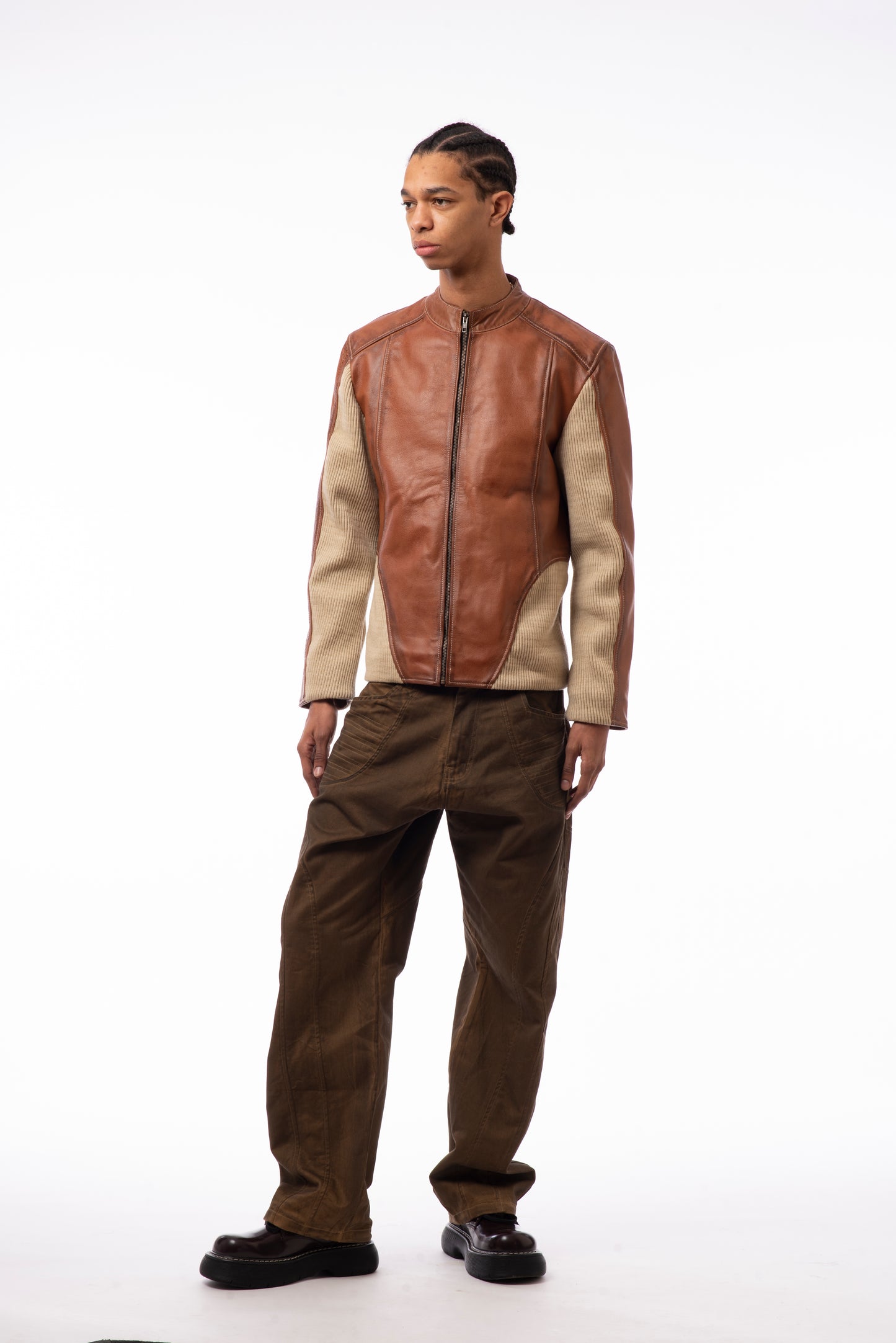 Graal Ribbed leather jacket