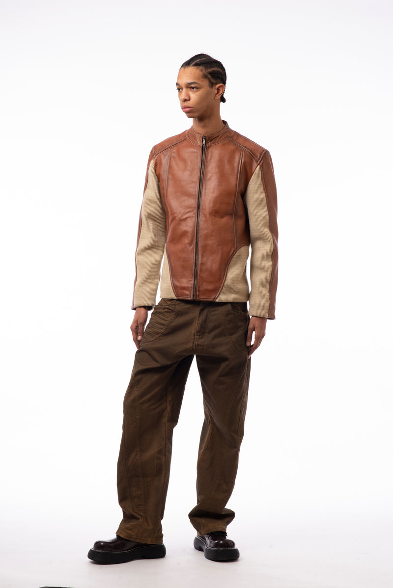 Graal Ribbed leather jacket