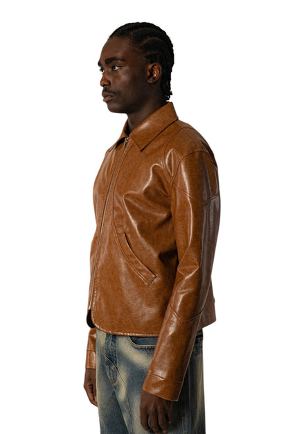 Graal « Tanner » brown Vegan Leather jacket
