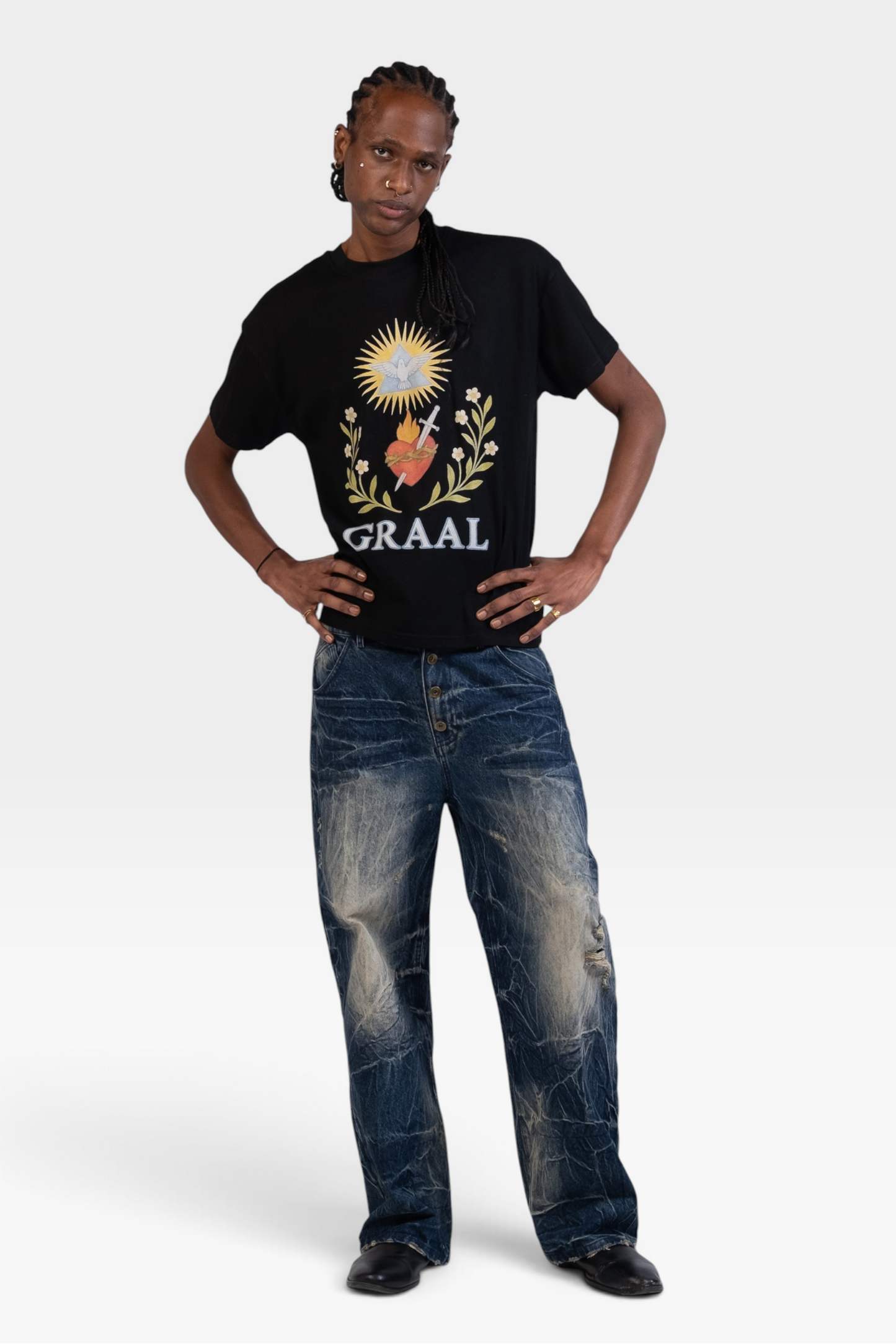 T-shirt noir Graal « Angel Heart »