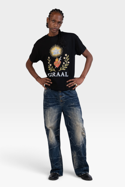 T-shirt noir Graal « Angel Heart »