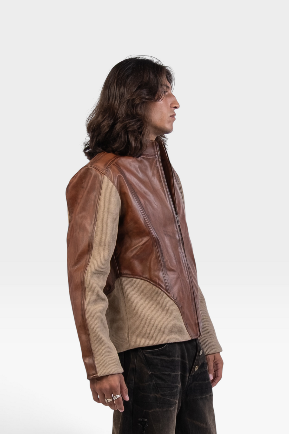 Graal Ribbed leather jacket