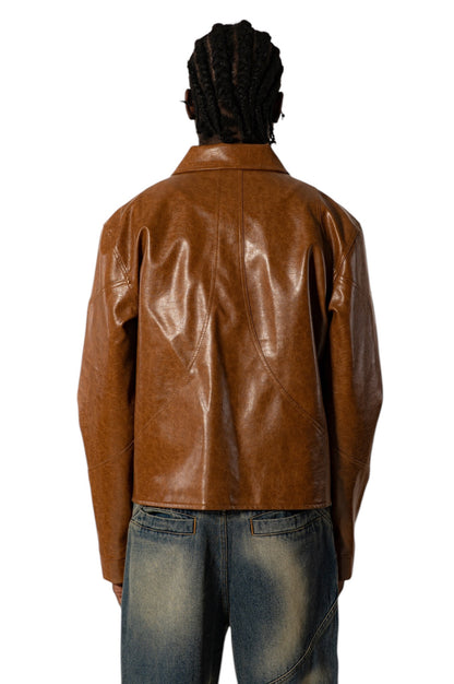 Graal « Tanner » brown Vegan Leather jacket