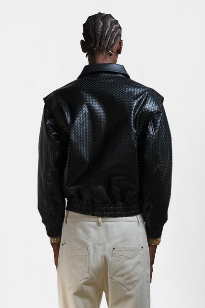 Graal Black Woven Leather jacket