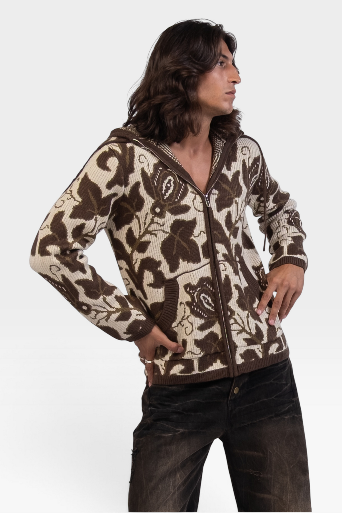 "Flora" Knit zip hoodie Graal