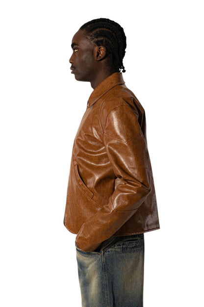 Graal « Tanner » brown Vegan Leather jacket