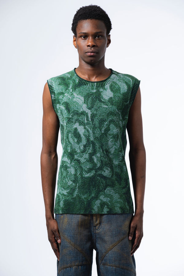 « Green Flowers » Sleeveless Knit Graal