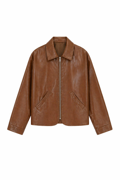 Graal « Tanner » brown Vegan Leather jacket