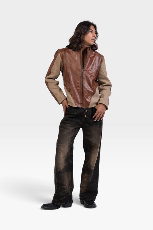 Graal Ribbed leather jacket