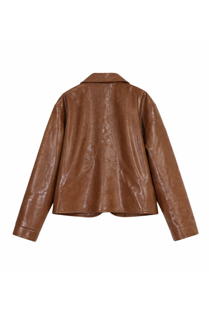 Graal « Tanner » brown Vegan Leather jacket