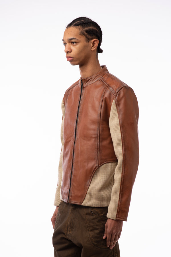 Graal Ribbed leather jacket