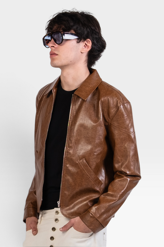 Graal « Tanner » brown Vegan Leather jacket