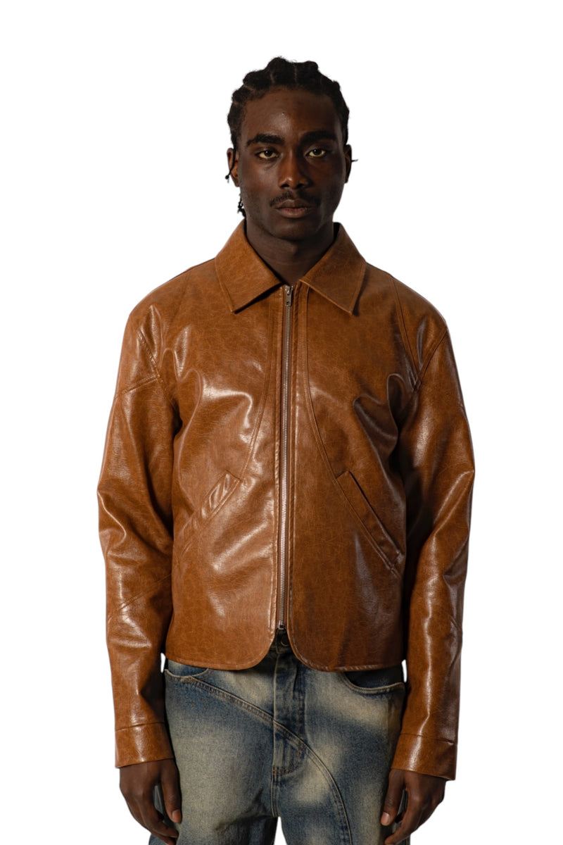 Graal « Tanner » brown Vegan Leather jacket