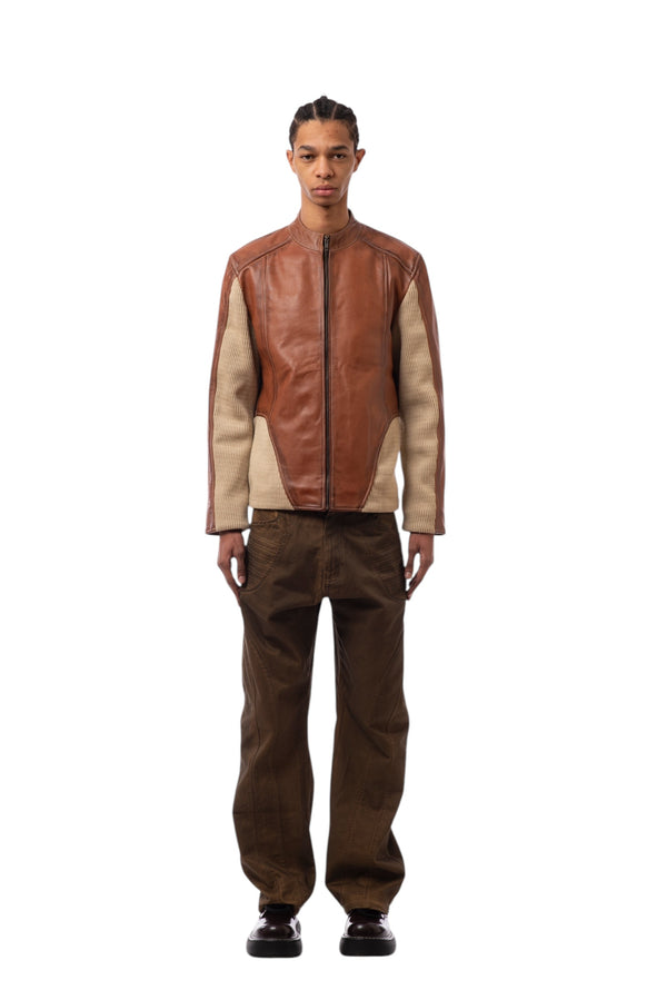 Graal Ribbed leather jacket