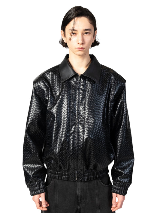 Graal Black Woven Leather jacket