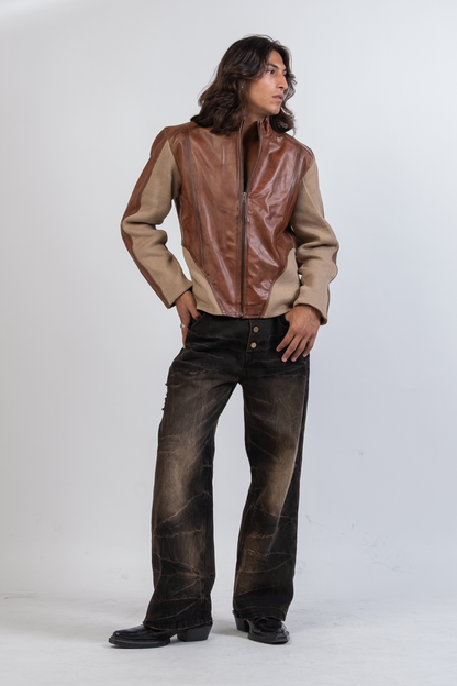 Graal Ribbed leather jacket