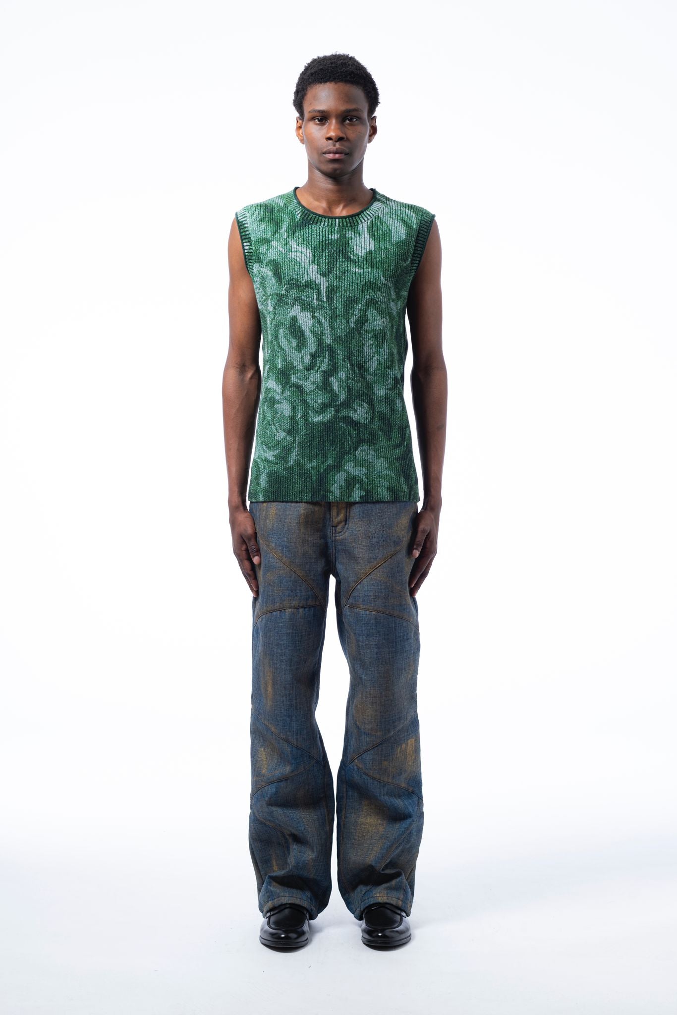 « Green Flowers » Sleeveless Knit Graal