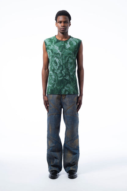« Green Flowers » Sleeveless Knit Graal