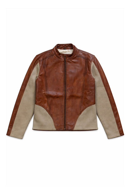 Graal Ribbed leather jacket