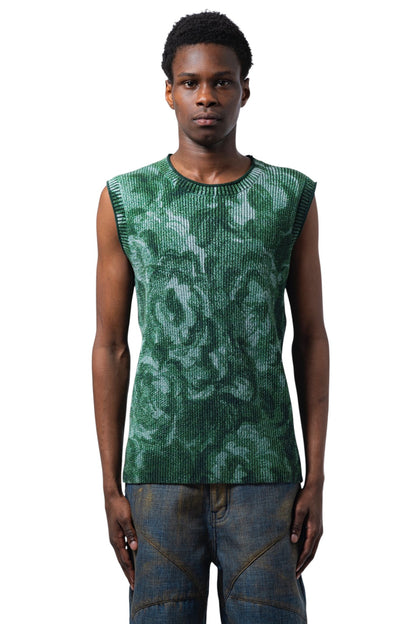 « Green Flowers » Sleeveless Knit Graal