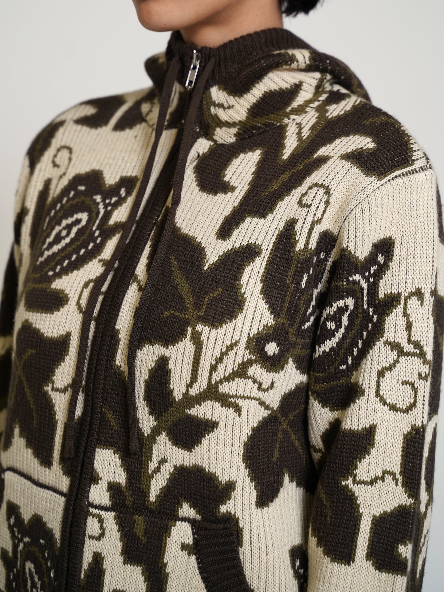 "Flora" Knit zip hoodie Graal