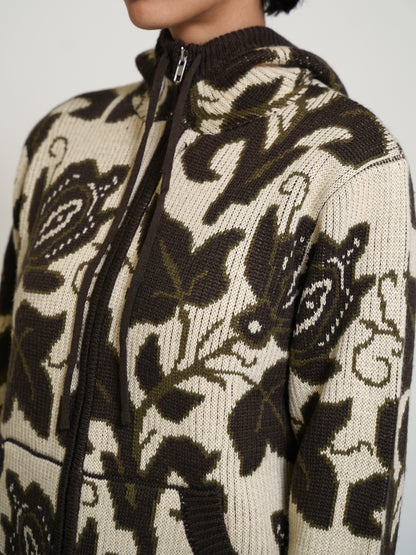 "Flora" Knit zip hoodie Graal